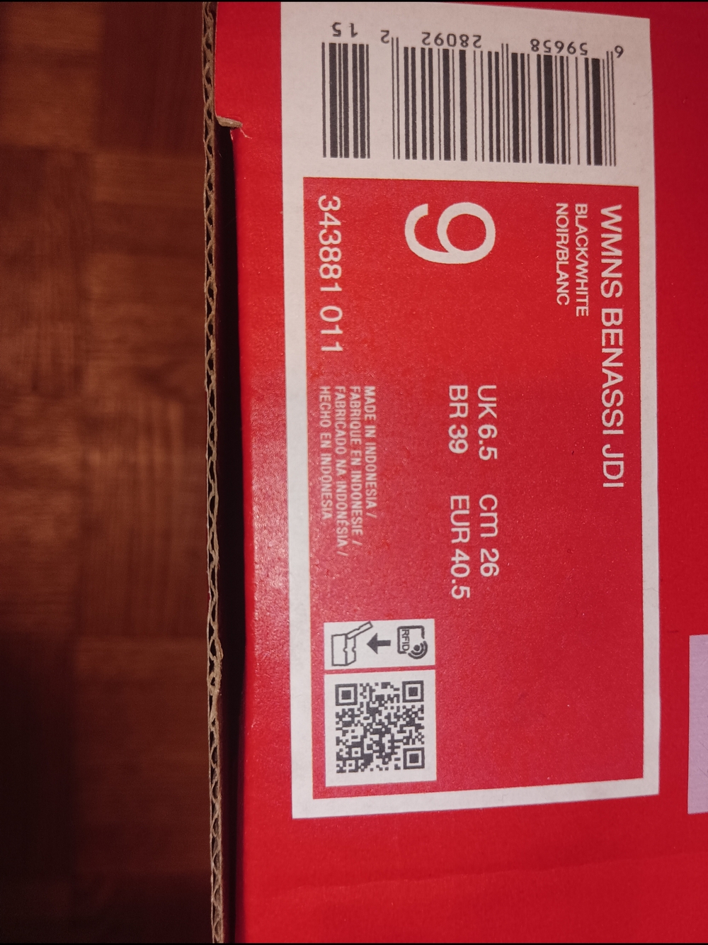 Nike Benassi JDI Black Slide Sandals with White Logo - Picture 2 of 2